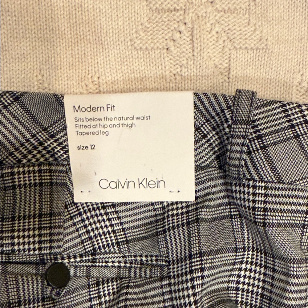 Calvin Klein Black and White Checkered Trousers